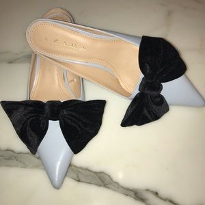 ZARA Velvet Bow Kitten Heel Mules